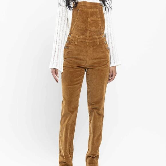 Judy Blue Corduroy Overalls Bib Camel Brown Womens 2XL Straight Leg Jumpsuit NWT - Picture 1 of 10